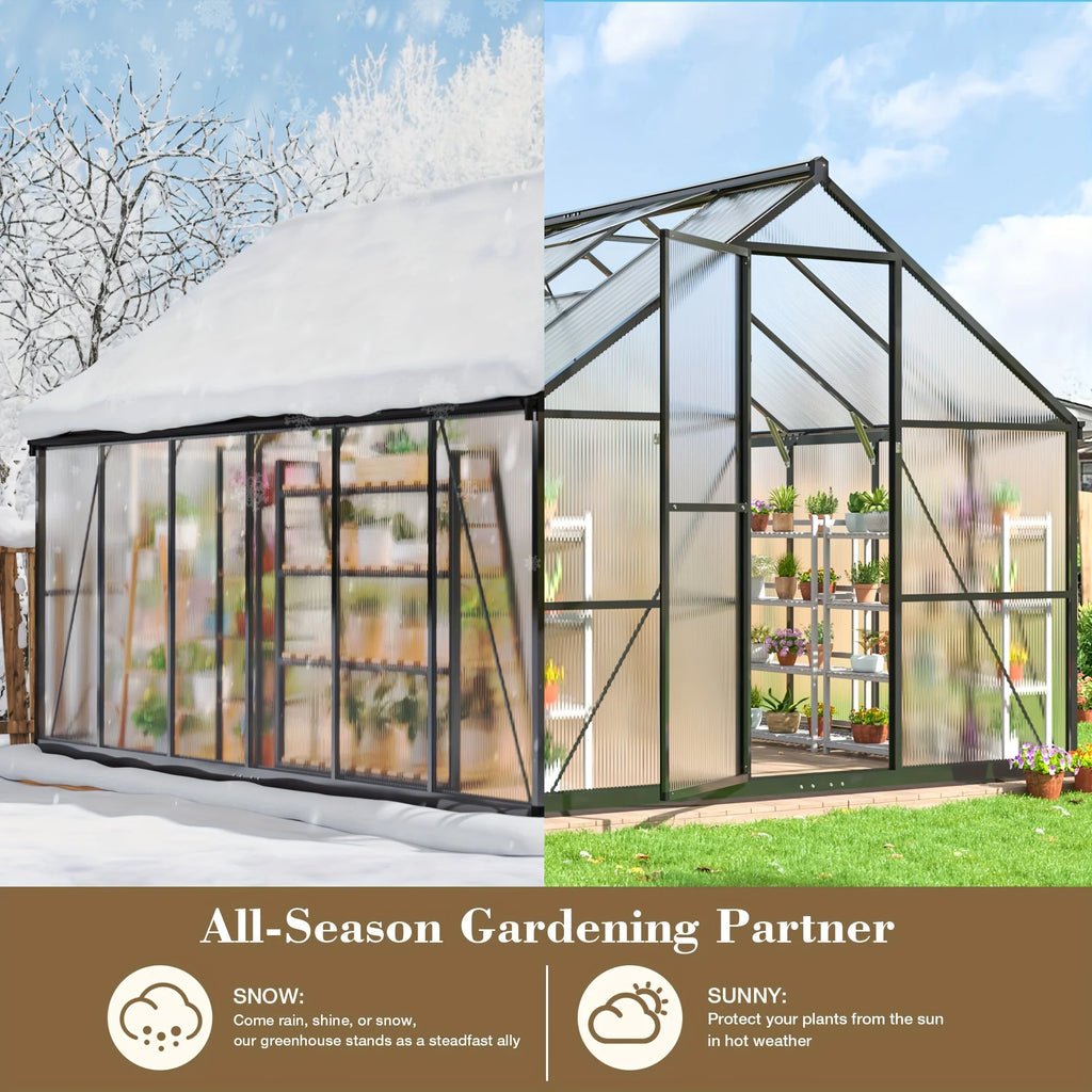 Premium Polycarbonate Greenhouse – Multi-Size Garden Escape